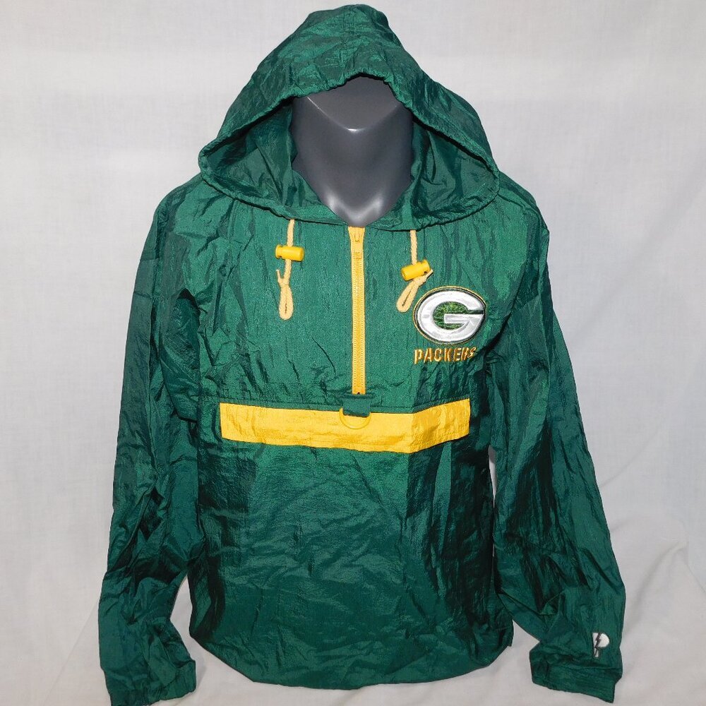 VTG Pro Player Green Bay Packers Jacket Windbreaker Packable Pullover  Men S